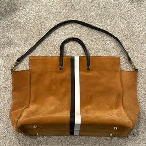 Clare V Simple Tote Suede with Stripes